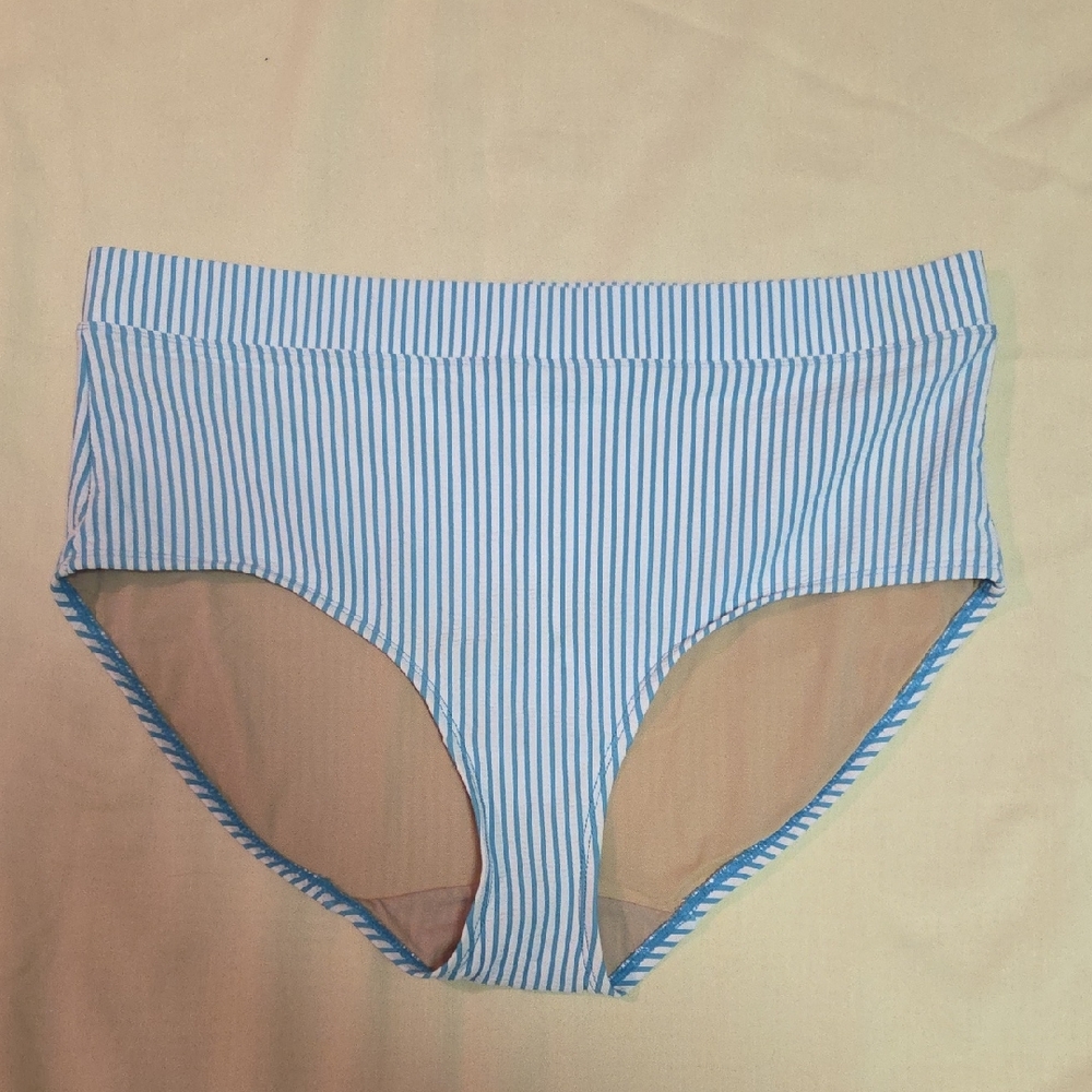 Blue Striped Women's Swim Bottom